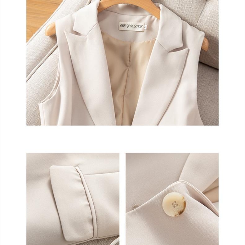 Spring Fashion New Korean Sleeveless Suit Vest for Women Back Split Clothes