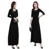 Plus Size Gold Velvet Long-Sleeve Dress - Spring/Autumn Style