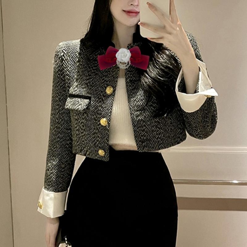 Camellia Flower Bow Corsage Brooch Pins Pearls Tassels Bowknot Collar Bow Tie