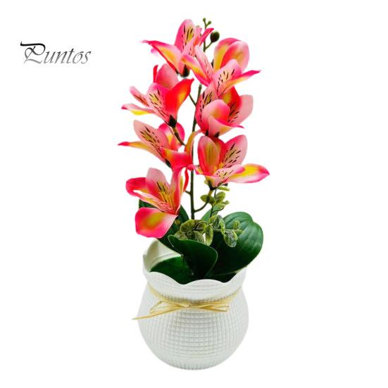 Simulation Magnolia Flower Artificial Potted 7 Head Home Office Living Room Table Centerpiece Wedding Faux Floral Plants Bonsai Indoor Outdoor Desktop