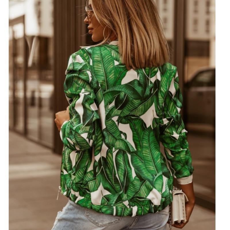 Long Sleeved Printed Short Jacket for Women's Clothing