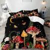Trippy Mushroom Duvet Cover Set,Hippie Skull Bedding Set,Butterfly Moth Moon Phase Constellation Astrology Botanical Boho Theme