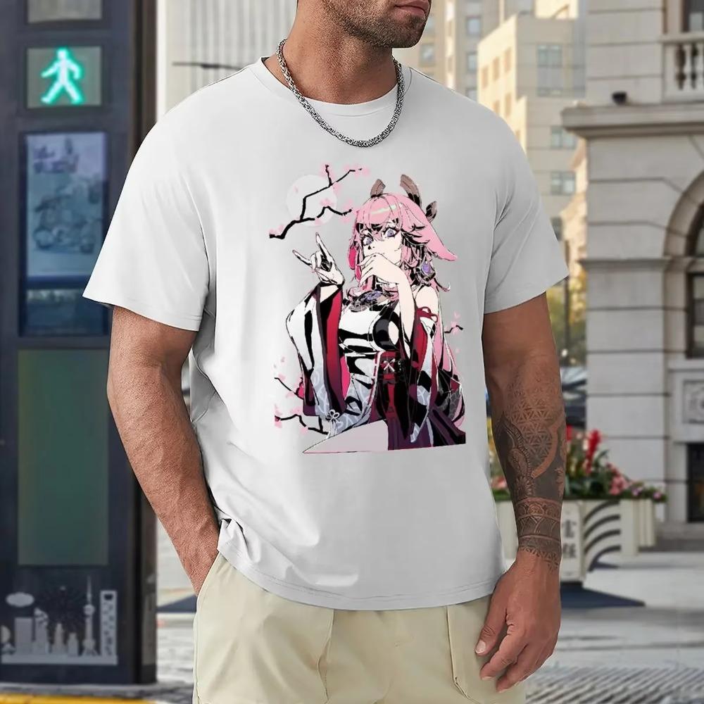 Yae Miko Photographic Print For Sale T-shirts Graphic Cool T-shirt Round Neck Motion  Humor Graphic Home USA Size