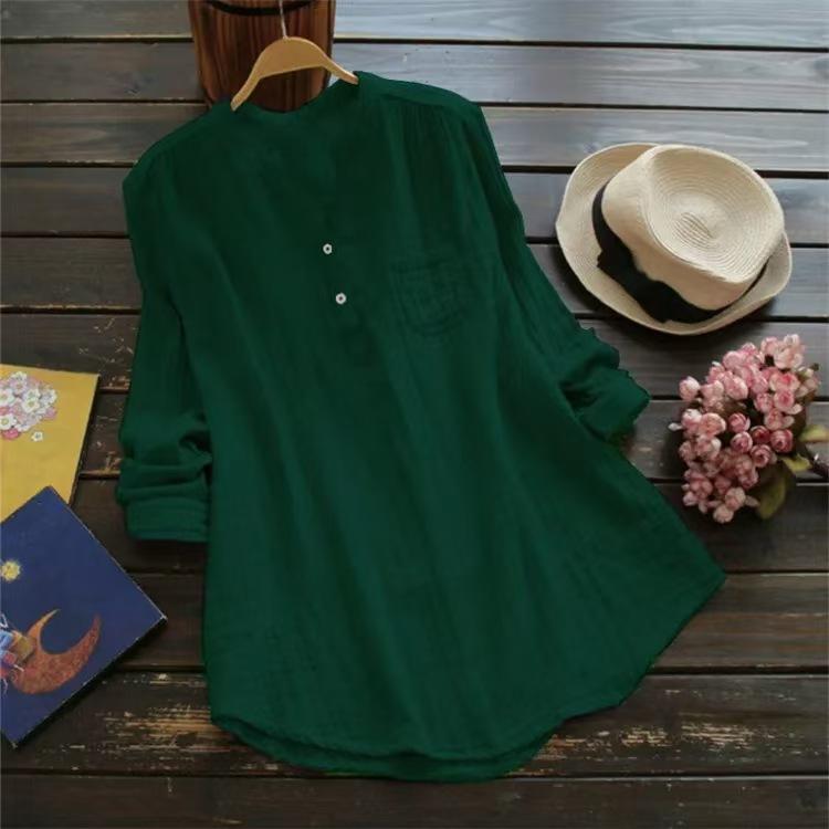 Hot Sale Large Size Bamboo Long Sleeve Shirt Women's European, American Loose Multi-Color Women's Top