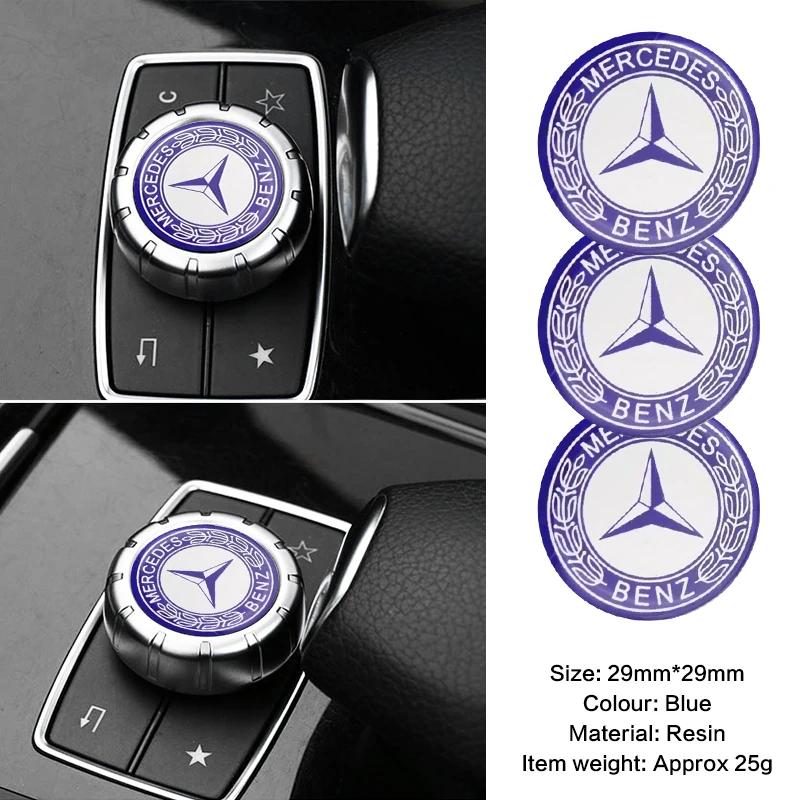 1 Stück 29mm Klebeaufkleber für kleine Mediensteuerung am Auto für Mercedes Benz A C E R M Klasse CLA GLA AMG W204 W210 W124 W205 W203 Auto Gadgets