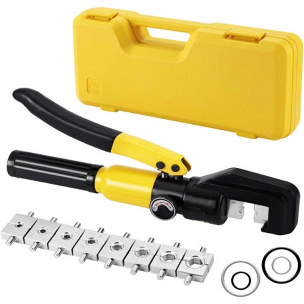 Hydraulic Wire Crimper Tool Kit, Manual Cable Lug Crimping Tool with Carrying Case and Dies for Copper/Aluminum Terminals