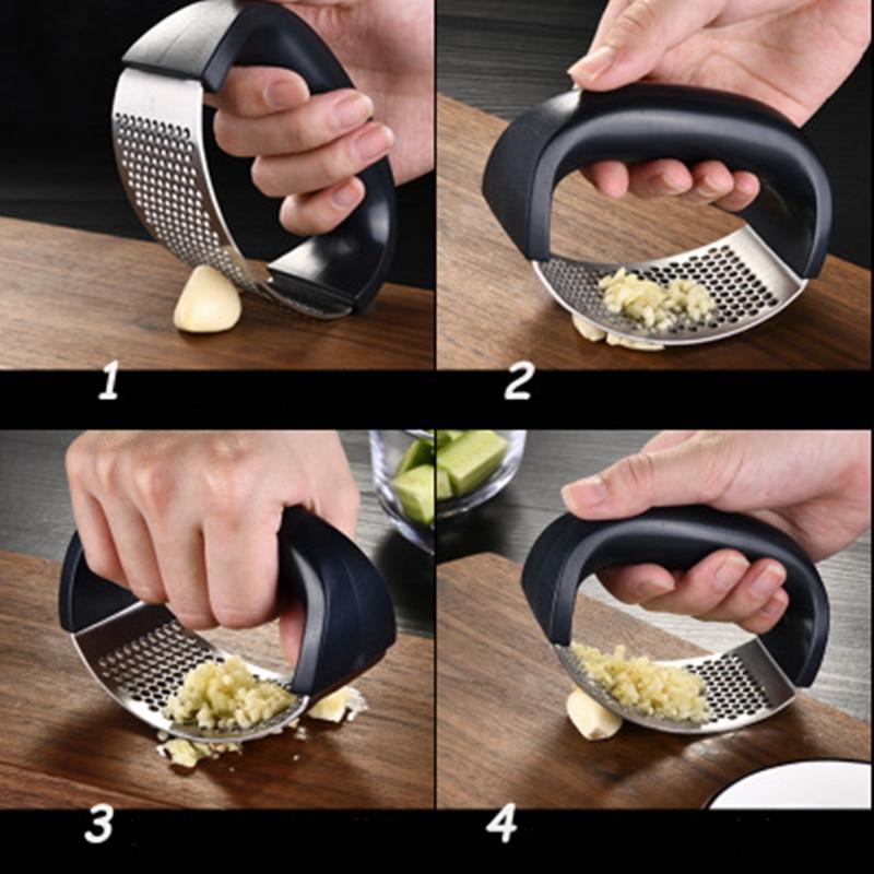 1PC Stainless Steel Garlic Press Manual Ring Garlic Press Kitchen Multi-Functional Household Garlic Press Mashed Garlic