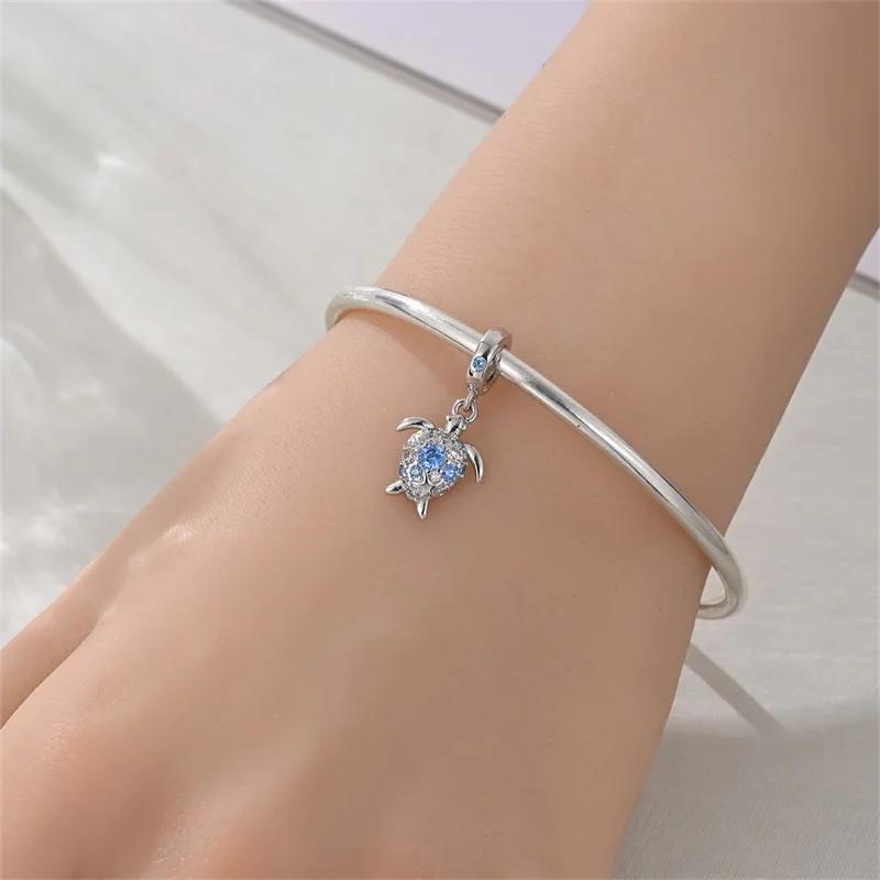 Charm Bead Charms Authentic copper Plated Blue Baby Turtle Pendant Sea Bead Charms Compatible With Bracelets Diy Gift Women Delicate Jewellery