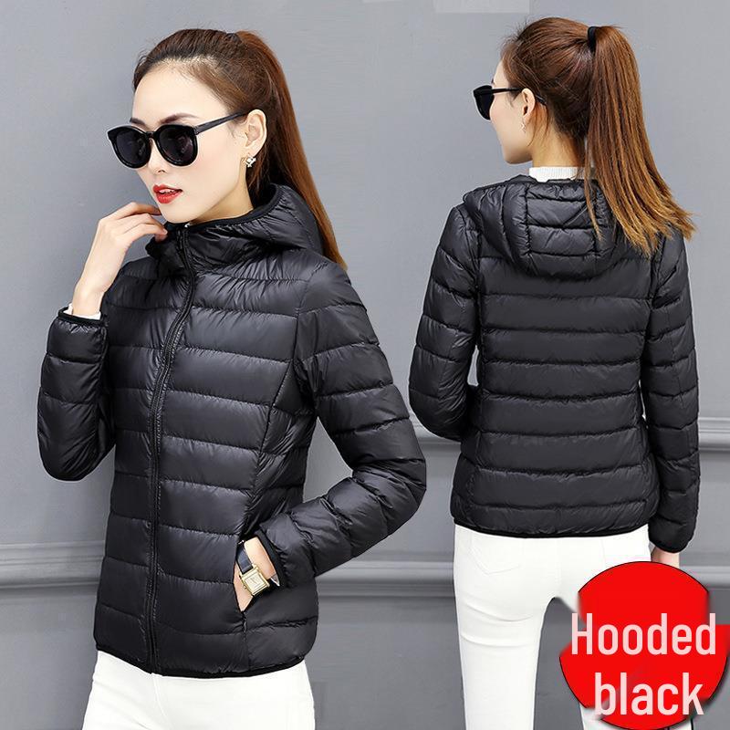 Women's Short Lightweight Padded Jacket, Korean Style, Slim-Fit, Warm Down Cotton Coat for Winter 2023