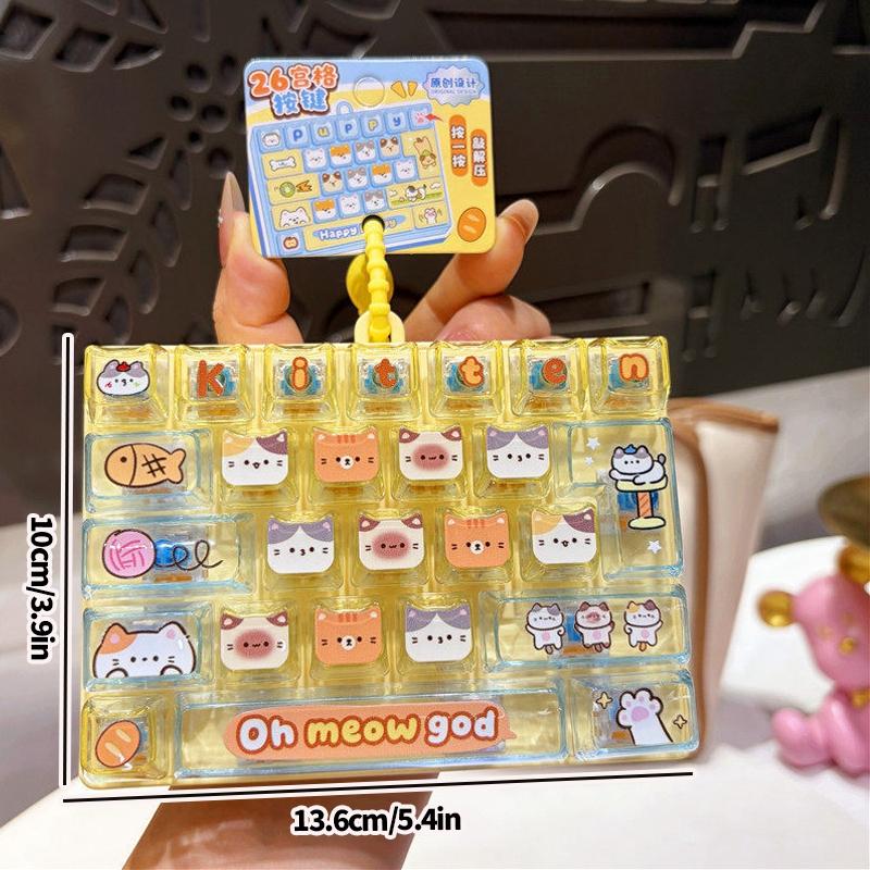 26-Gitter Tastatur Klicker Schlüsselanhänger Cartoon Spaß Stressabbau Tastatur Schlüsselanhänger Transparenter Tastatur Aufhänger Anhänger Zubehör