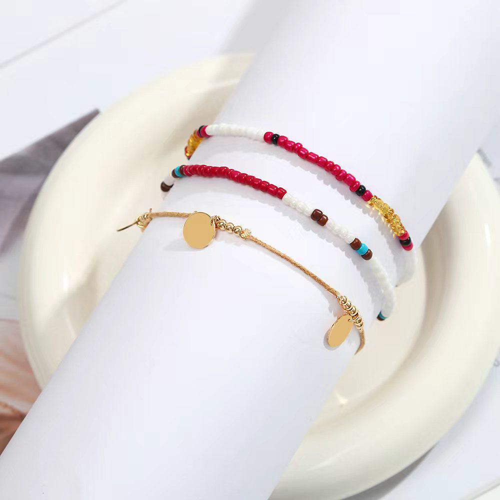 European Bohemian Multi-Color Beaded Layered Pendant Anklet