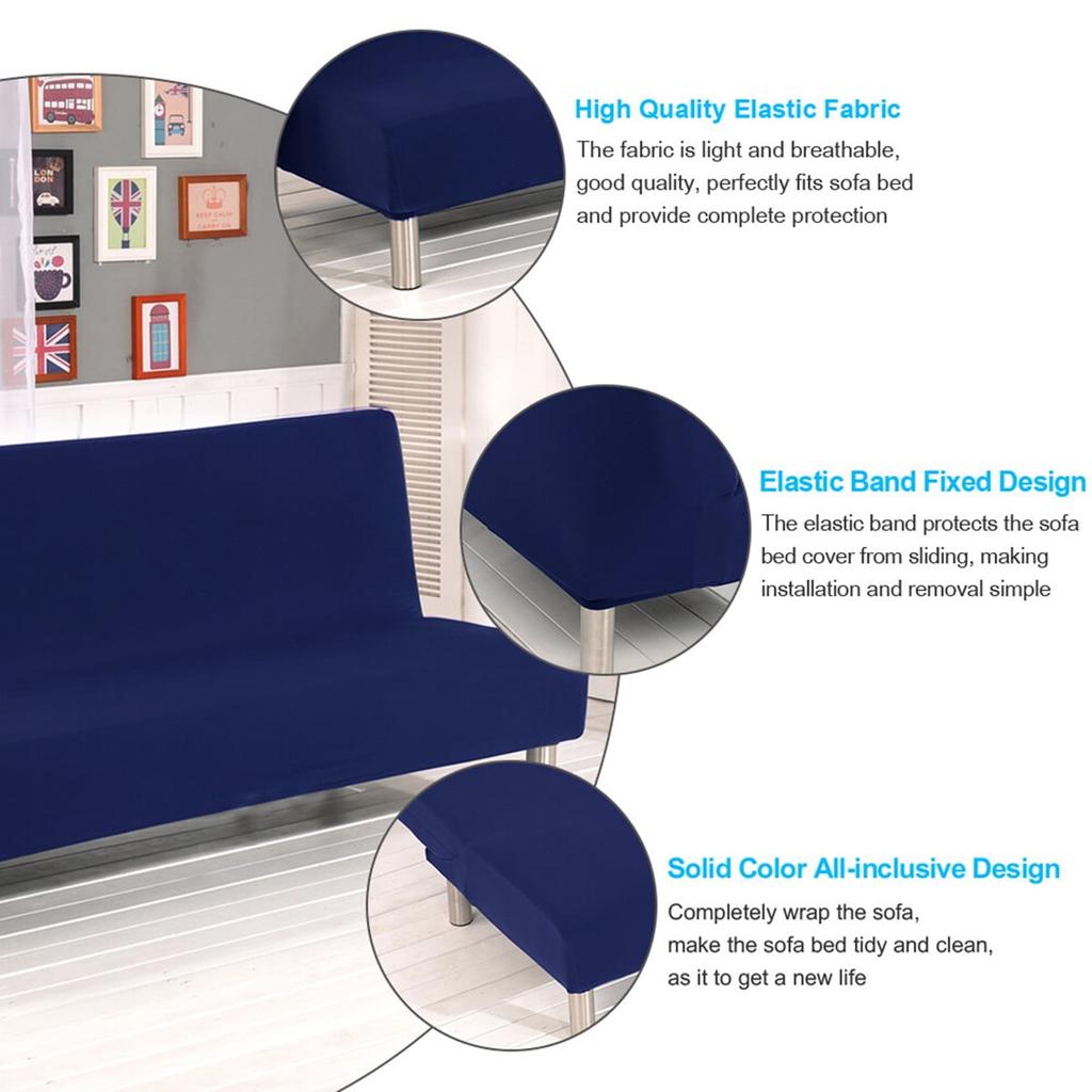 Folding Sofa Bed Cover Polyester Elastic Armless Couch Cover Futon Slipcover Protector