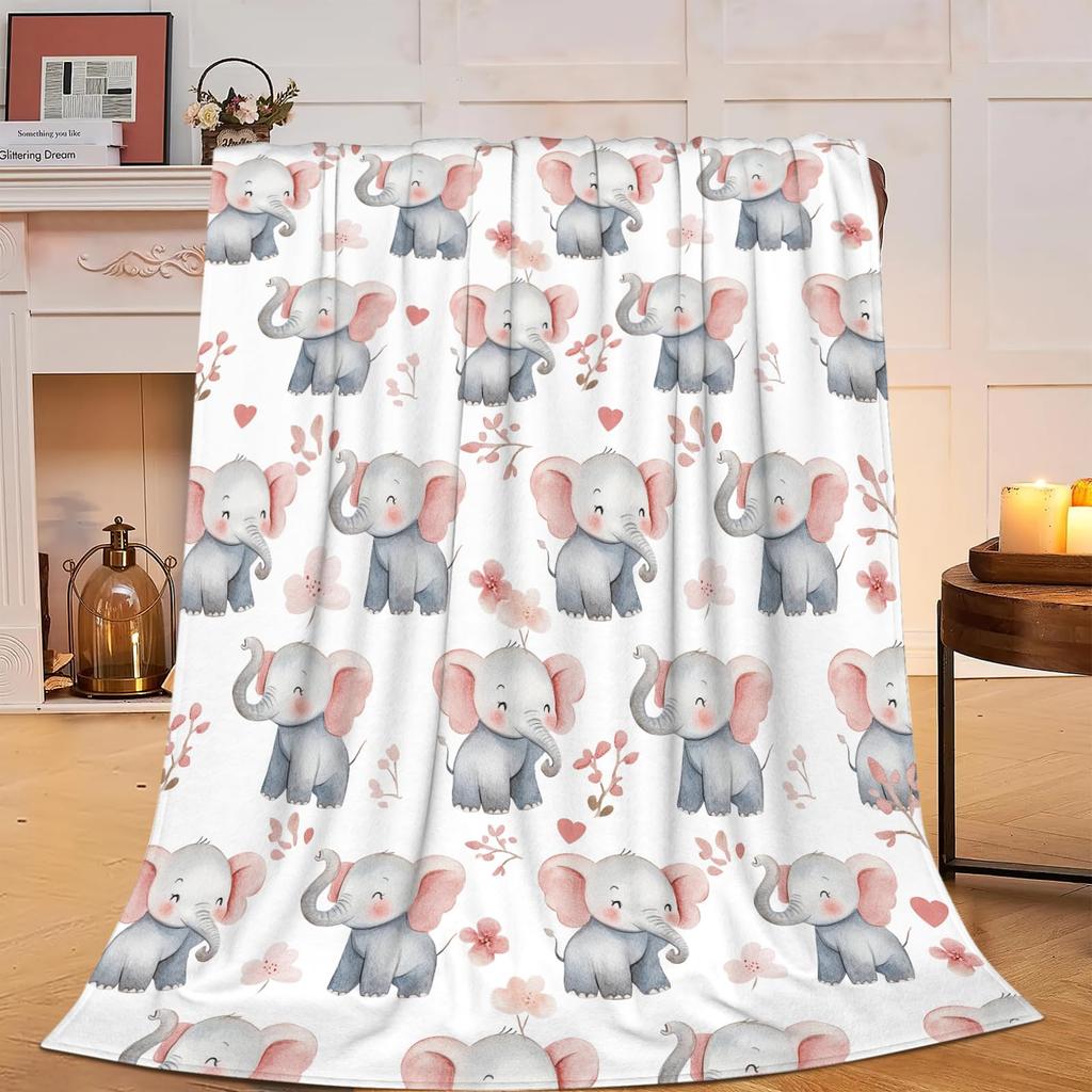 Elephant Blanket Gifts for Women Girls Super Soft Cozy Elephant Throw Blanket Warm Fuzzy Plush Fleece Bedding Decor Blanket
