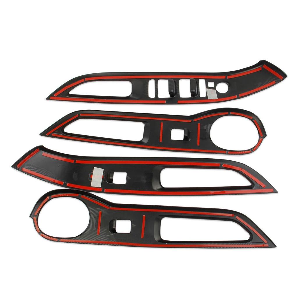 Korlot Carbon Fiber 4-Door Window Lift Trim Switch Panel Cover Trim for Hyundai Santa Cruz 2022-2024