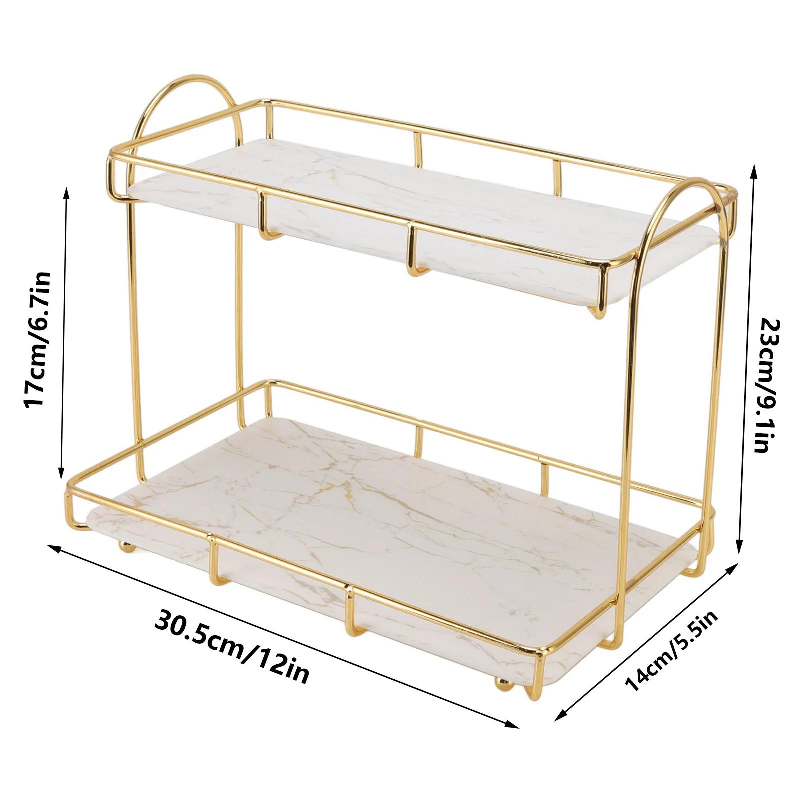

Полка для ванной комнаты, золотисто-белая, двухъярусная, для хранения шампуня, противоскользящая полка для косметики, полки для душа, органайзер для ванной комнаты, аксессуар