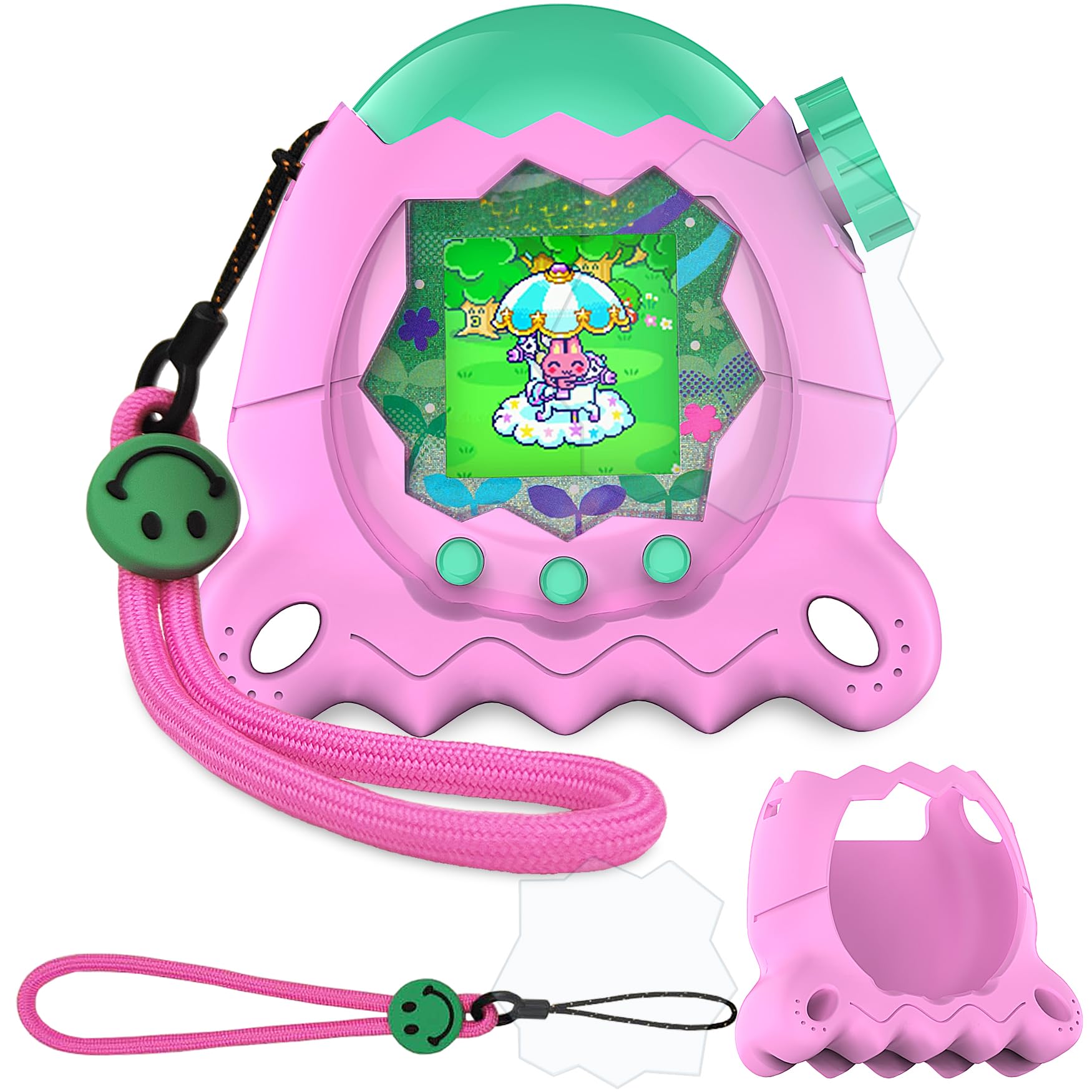 

BCWXION Silicone Case Cover for Tamagotchi Includes Screen Finger Protection Paradise, Protector, Strap, Anti-Fingerprint, Drop-Resistant, рожевий