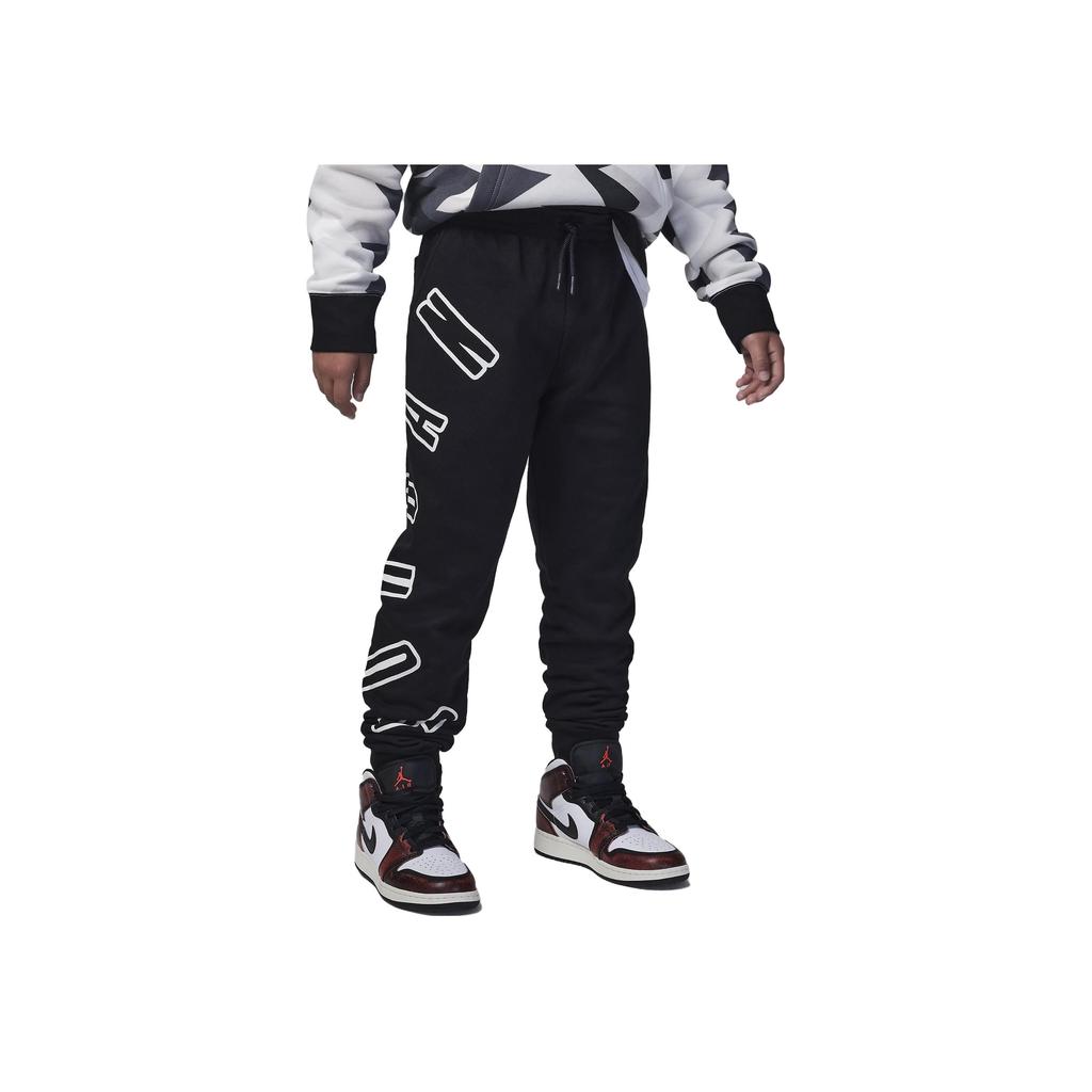 Jordan MJ Flight MVP Terry Hose Buchstaben-Print Kordelzug Bündchen Freizeithose Kinderhose Schwarz FV2819-010