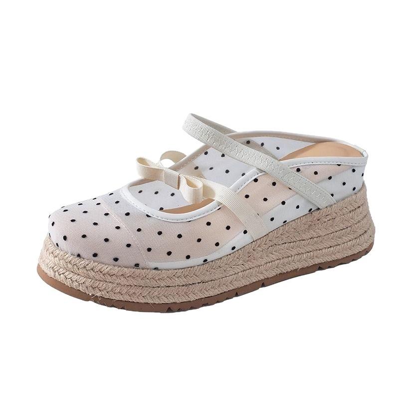 Comfortable mesh breathable single shoes women's summer new temperament casual slope heel cool slippers