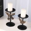2Pcs Decorative Black Holder Iron Stand for Pillar Metal Candlestick Dining Table Centerpieces D57B