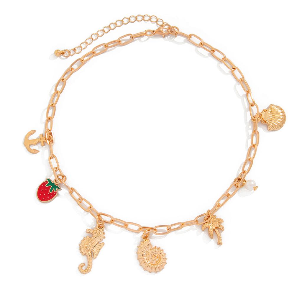 Elegant Shell Crosses Necklace Jewelry Accessory for Women with Gold Charm and Bohemians Summer Seashells Designs