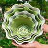 Modern Matte Planters for Office Large Flower Pots with Drainage Holes And Tray Saucers, Ruffled Edge Planter Leakage Proof Balcony Indoor Outdoor