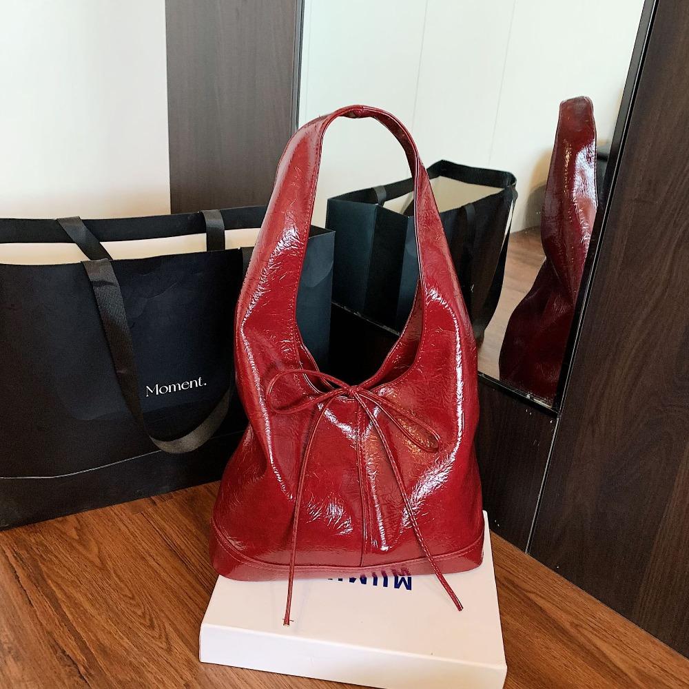 

Large Capacity Bow Bucket Bag New Deisgn Commuting Shoulder Bag Underarm Bag красный