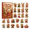 Interactive Holiday Games 2026 Dog Christmas Advent Calendar, 24-Day Acrylic Ornament Set with Mini Puppy Seasonal Party Supplies Figures,
