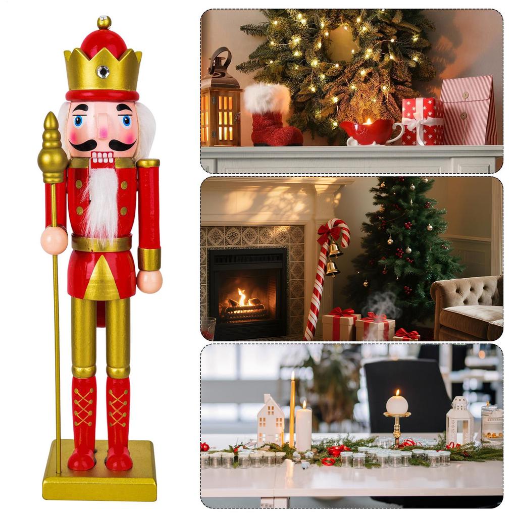 Traditional Wooden Nutcracker Nutcracker Christmas Decor Collectible Festive Decor For Fireplace Counter Countertop Party