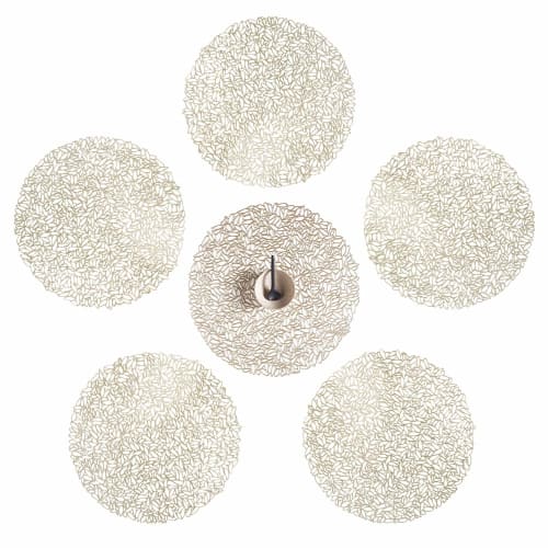 UNITRIP Placemats, Set of 6, Openwork PVC Placemats, Stylish, Scandinavian Style, Stain-Resistant, Insulated, Tabletop Decor, Washable, Non-Slip, Coff