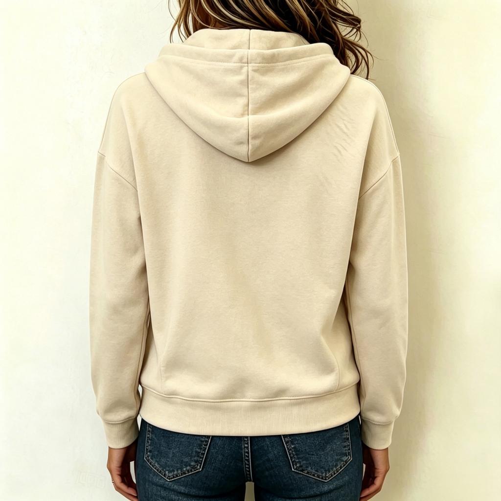 Women's Fashion Long Sleeve Hoodie Pullover Sweatshirt Solid Color Pocket Casual Pullover Sweatshirt with Drawstring Hood and Front Pocket