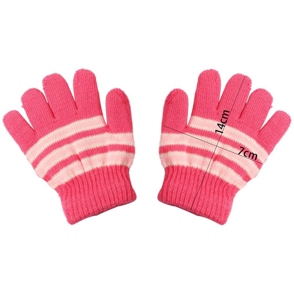 Kids Boys Winter Soft Outdoor Sports Warm Thickened Printed Stripe Baby Mittens Finger Gloves
