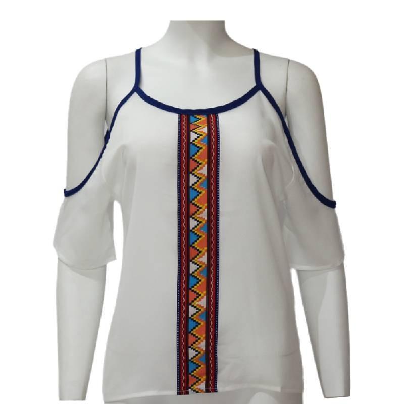 Trendy Casual Printed Off-shoulder Chiffon Blouse For Women Spring 2016