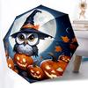 1 Stück Halloween Eule Automatischer Faltregenschirm Kompakter Leichter Reise Regenschirm mit 8 Speichen Stabiler Rahmen, Winddicht & Selbst039