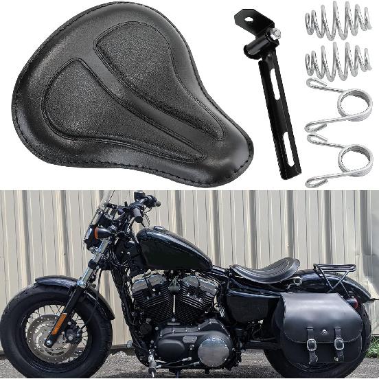 Black Motorcycle Cushion Spring Solo Seat Compatible with Harley Sportster XL1200 48 Bobber Street Chopper Honda Rebel