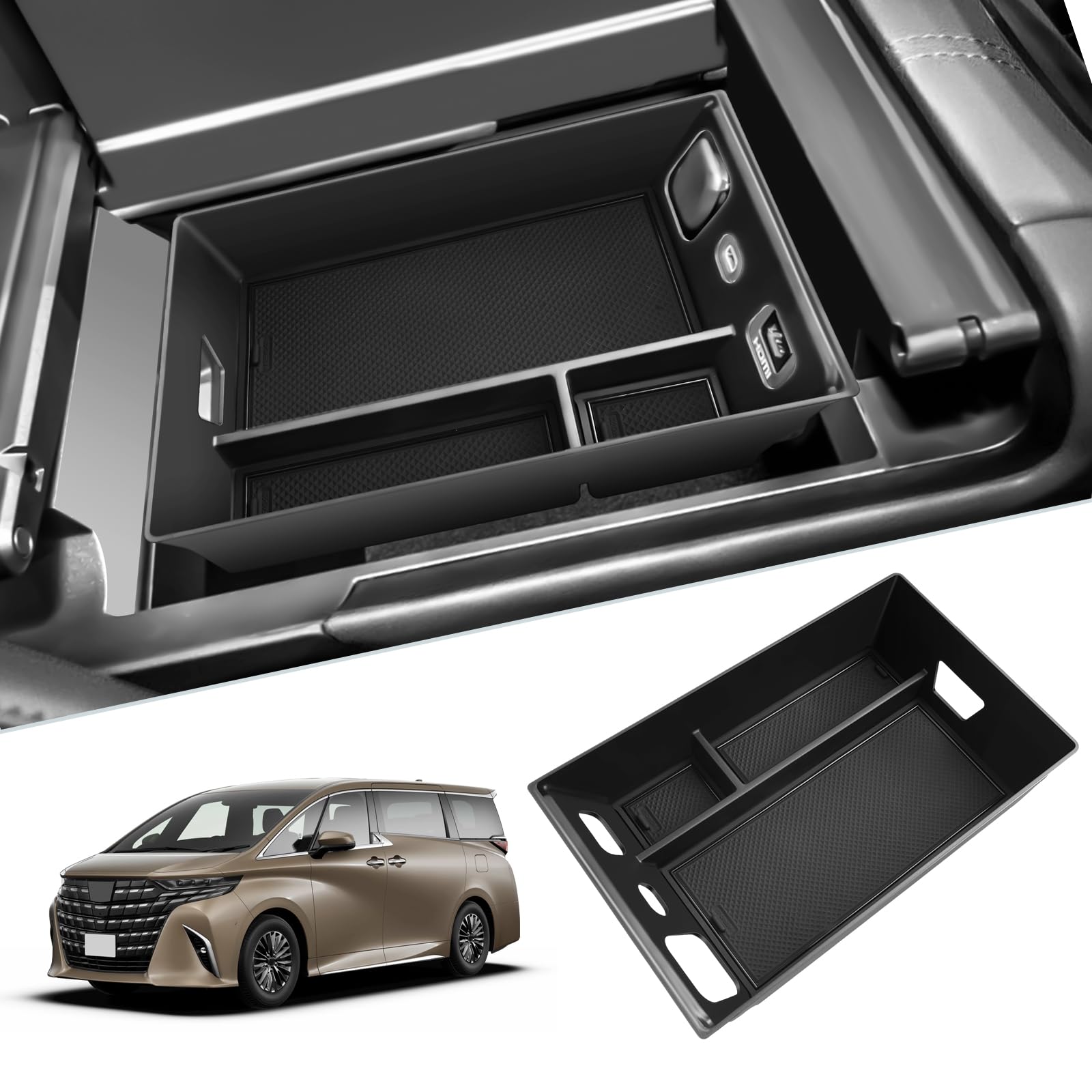 

SKTU Toyota 40 Серия Новый Alphard 40 Серия Автомобильный Бокс-Консоль Vellfire Центральная Консоль Поддон для Хранения с Резиновым Ковриком Хранение Мелких Предметов Легко чёрный