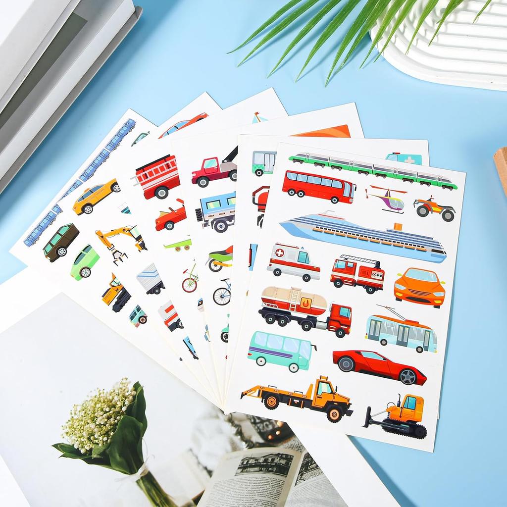 279pcs Cars and Trucks Stickers, Engineering Vehicle Decals, Kids Transportation Construction Truck Stickers for Toddler Boys and Girls Gifts,