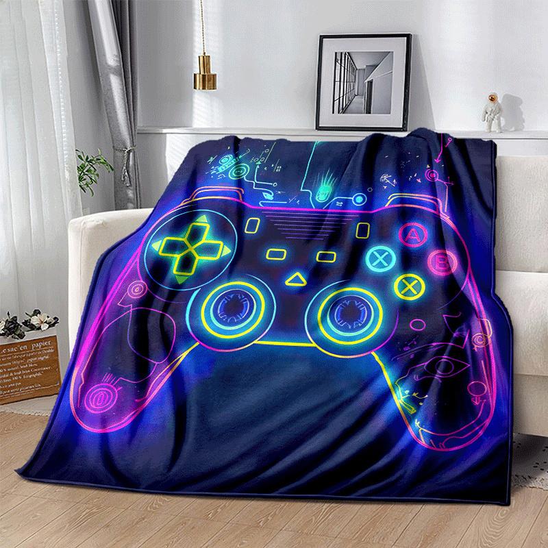 1pc Game Controller Printing Lightweight Flannel Blanket, Comfortable and Warm Blanket, for Camping Sofa Bed and Couch Office, Gift