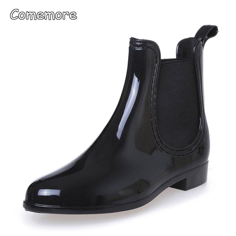 Fashion Comemore Rubber Rain Boots Women Waterproof Galoshes Shoe 2025 Ladies Fashion Apring Shoes Anti-Skid Ankle Boot Botas Femininas