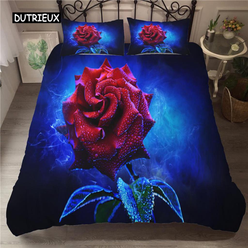 Flower Duvet Cover Set White Butterfly Flower Pattern Fantasy Purple Background Bedding Set Flower Theme King Size Quilt Cover