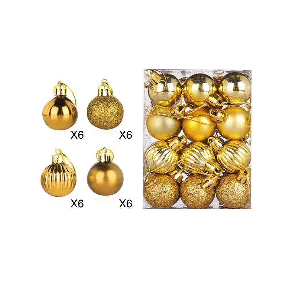 24Pcs 30mm Christmas Tree Balls Small Bauble Hanging Home Party Ornament Decor Xmas Small Bauble New Year Supplies