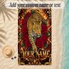 Leopard Theme Soft Beach Towel Personalized Custom Name Text Towel Portable for Beach Pool Travel