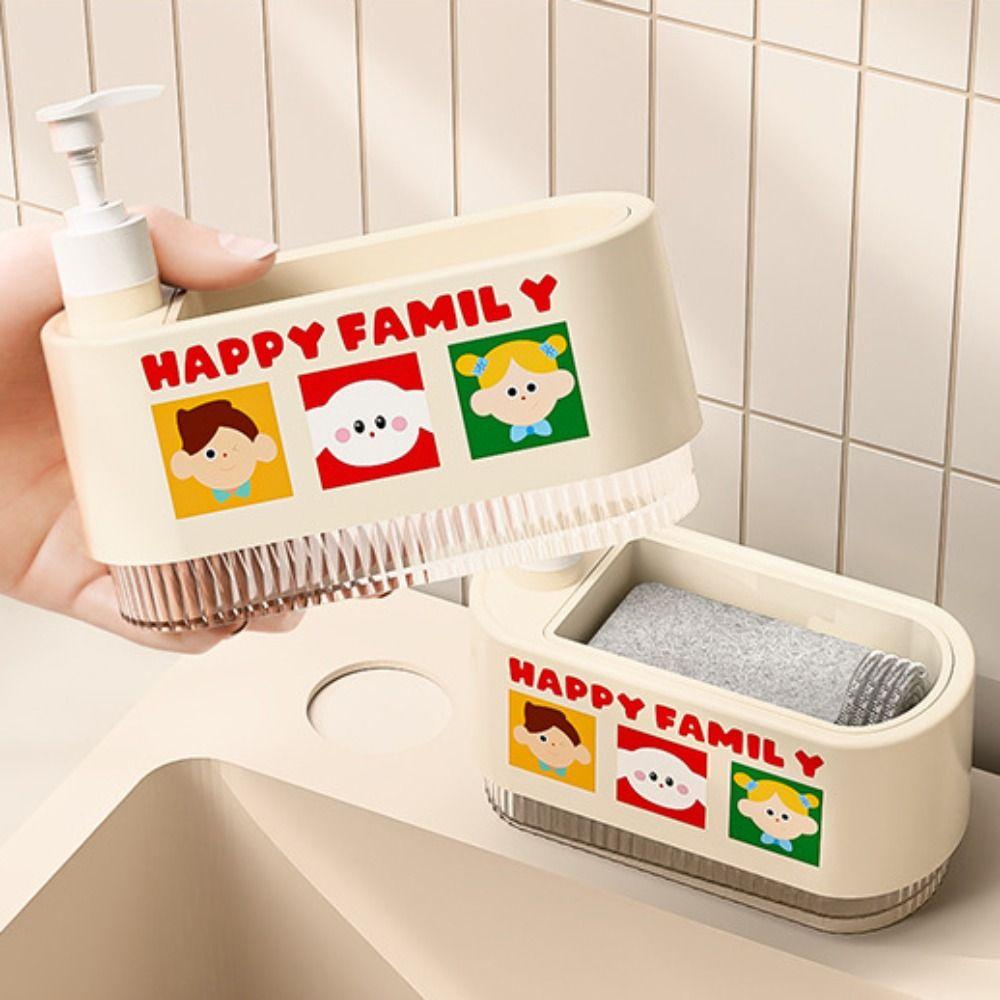 Leak-Proof Manual Press Soap Box Refillable Sponge Holder Kitchen Hand Soap Dispenser  Countertop