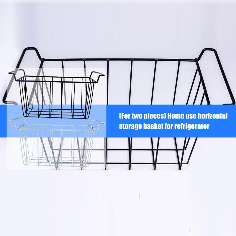 Pack of 2 Sturdy Freezer Baskets Metal Wire Storage Organizers For Refrigerator Fridge With Ventilated Designs