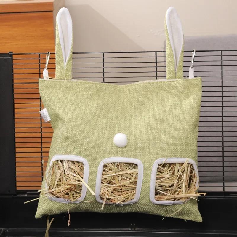 Small Pets Hay Feeder Bag for Guinea Pig Rabbit Bunny Chinchillas Small Animal Hooks Hanging Dried Grass Feeding Dispenser