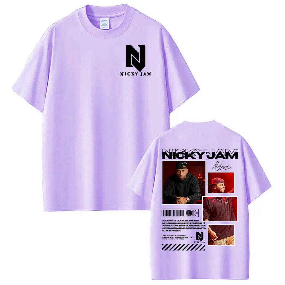 T-shirts Graphiques de Tournée d'Album du Rappeur Nicky Jam Vêtements Unisexe Mode Hip Hop Street T-shirt Coton Confort T-shirts à Manches Courtes