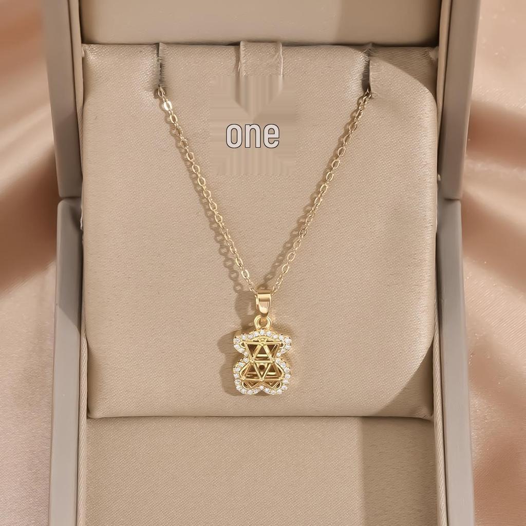 Cross-border Care Bear Zircon Necklace: Simple Pendant with O-chain