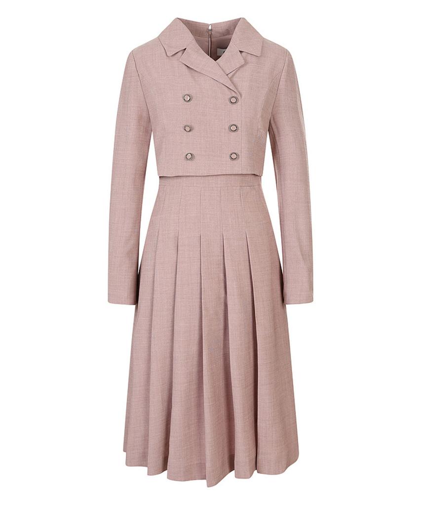 ECOLEDEPARIS Double-Button Pleated Dress_Rb38Woam22A