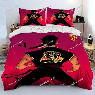 3D Cobra Kai Amanda TV Karate Bettdecke Bettwäsche-Set, Bettbezug Bett-Set Steppdeckenbezug Kissenbezug, King Queen Größe Bettwäsche-Set Jungen
