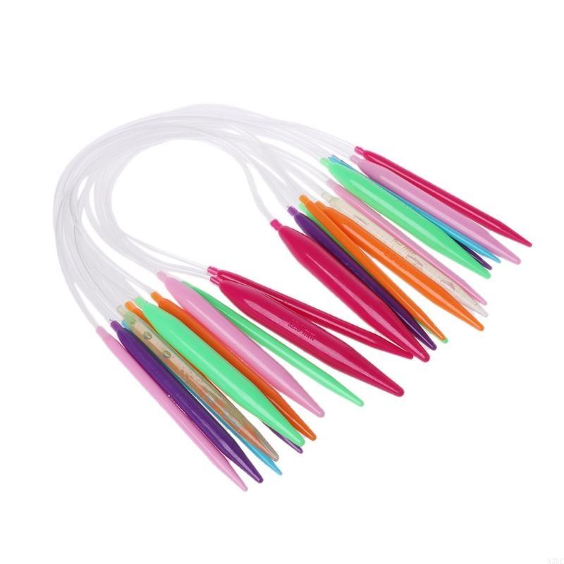 

12x Plastic Circular Knitting Needle Crochet Set Craft Multicolor Tube 40cm 80cm X3UC