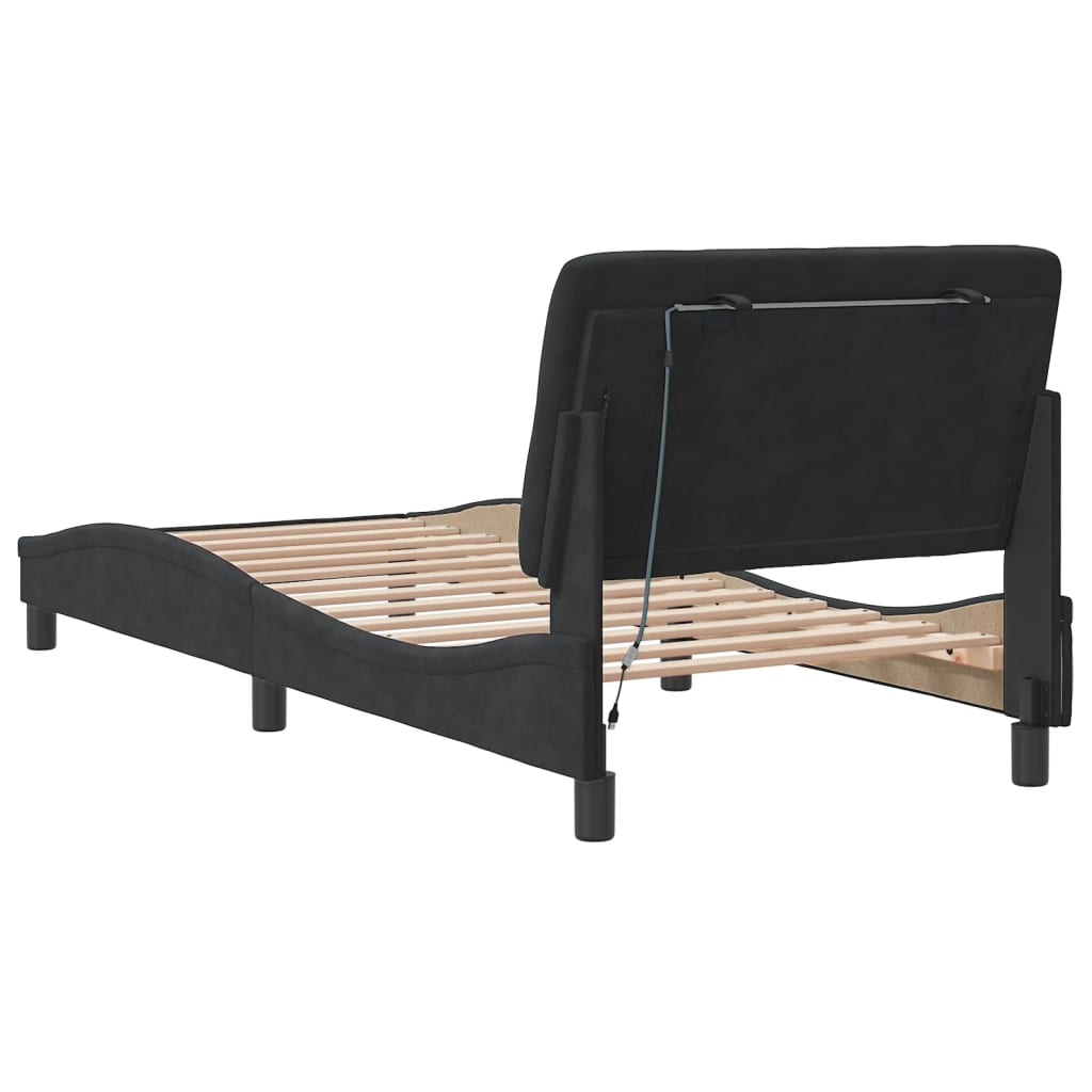 Vidaxl Rama Łóżka Z Oświetleniem Led, Czarna, 90X190 Cm, Aksamitna